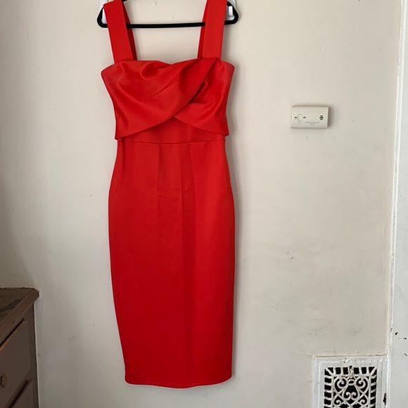 Size XLarge Red Off Shoulder Formal Midi Dress Just Fab - Picture 3 of 6